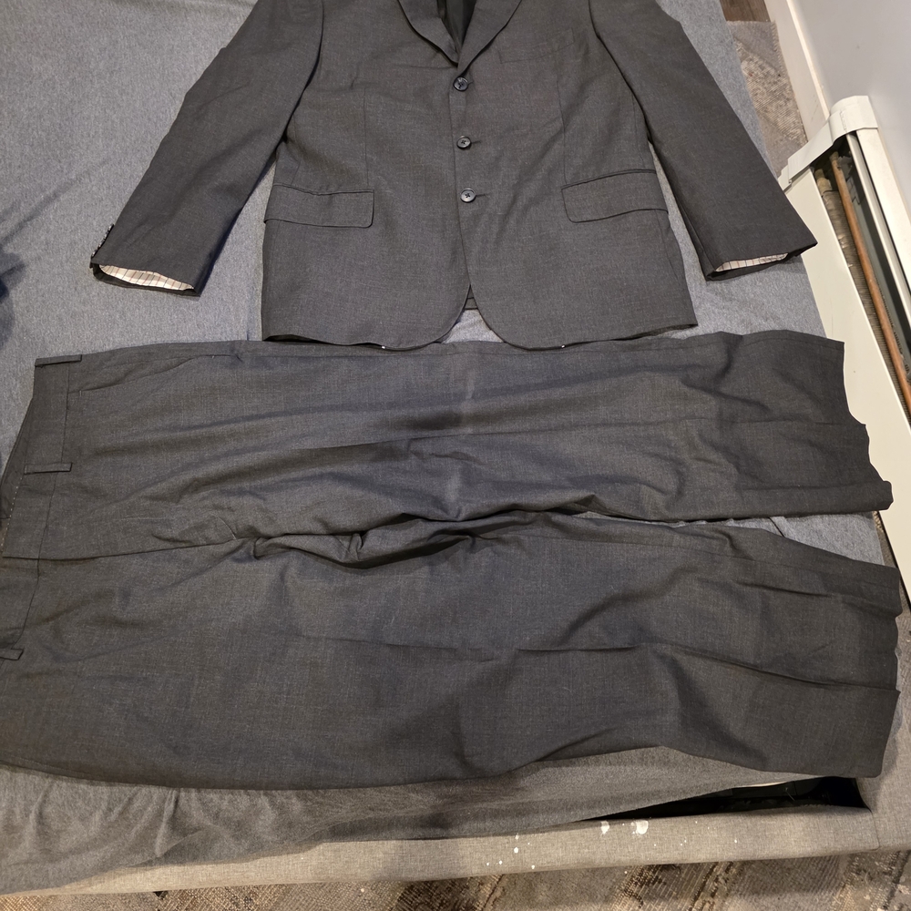Authentic J.crew Gray 2 Piece Suit Top Sz 44L Bottom Sz 34-30